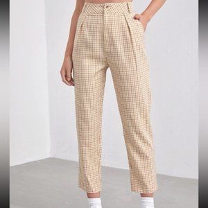 Plaid slant pocket pants